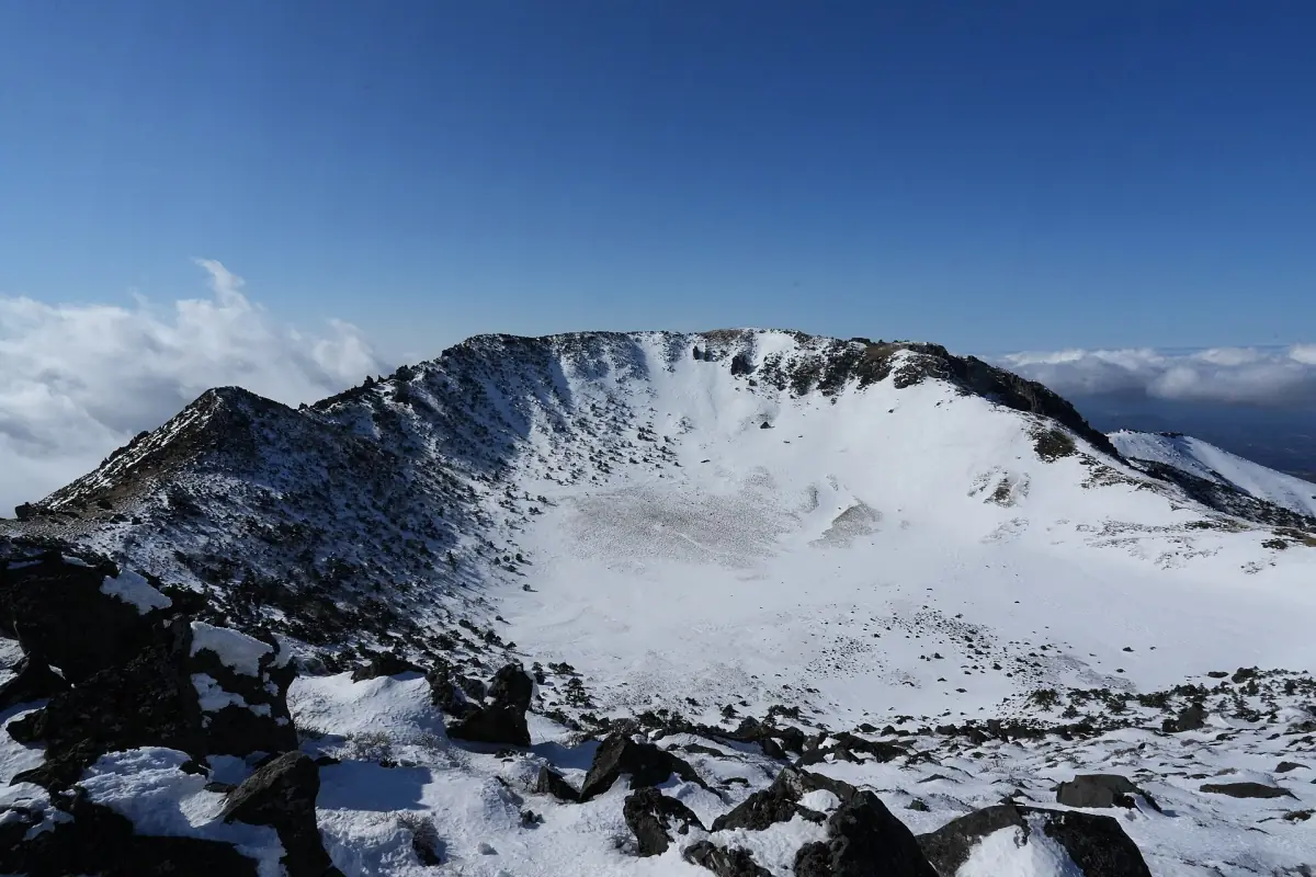 Baengnokdam crater under snow