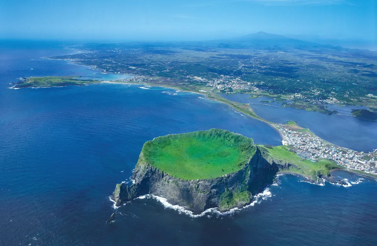 Seongsan Ilchulbong crater from the air
