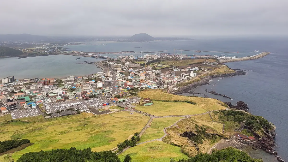 View over Seongsan town and coast